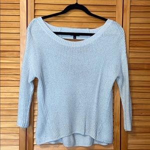Gray knit sweater with open back + 3/4sleeves